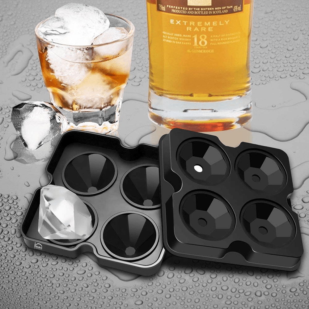 4 Grids Diamant Form Ice Cube Mold Ice Mold Maker Bar Party Silikon Ice Trays for Kitchen Storage Tool - MRSLM