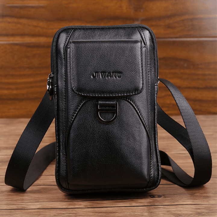 Men Genuine Leather Large Capacity Multifunction Waist Bag - MRSLM