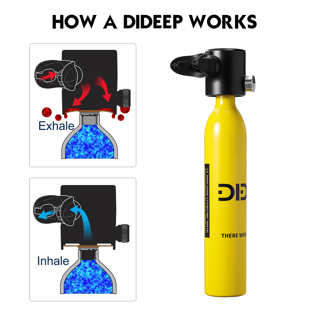 DIDEEP 0.5L Mini Scuba Tank Diving Oxygen Reserve Air Hand Inflator Pump Dive Equipment - MRSLM