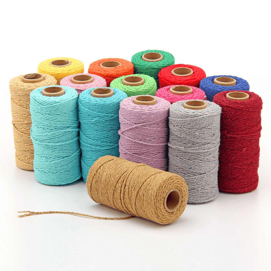 2Mmx100M Multi-Color Cotton Twist Rope DIY Materials Macrame Rustic Rope Hand Craft Rope Brush - MRSLM