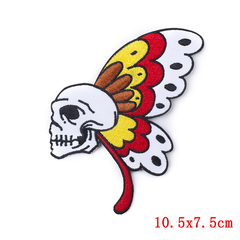 Black and White Punk Embroidery Cloth Stickers Computer Embroidery Clothing Accessories DIY - MRSLM