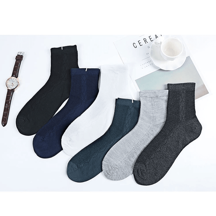 Men Summer Ultra Thin Breathable Socks Cotton Deodorant Sweat Middle Socks - MRSLM