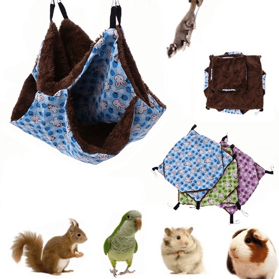 Pet Hammock Double-Layer Plush Fleece Soft Hanging Nests Sleeping Bed for Pet Home Decoration - MRSLM