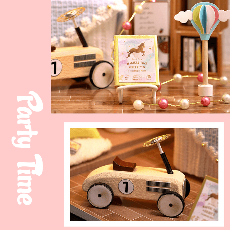 1:32 Wooden DIY Doll House Miniature Kits Handmade Assemble Toy with Furniture LED Light for Gift Collection Home Decor - MRSLM