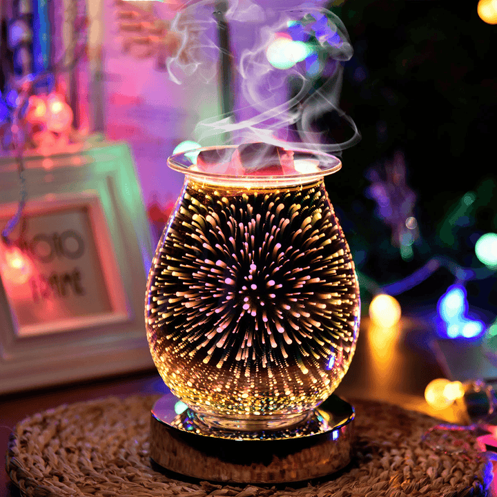 Aromatherapy Lamp with 3D Firework Effect Night Lamp Burner Aromatherapy Decorative Lamp for Home Bedroom Living Room Decoration - MRSLM