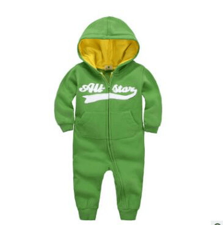 Baby Onesies Autumn and Winter Baby Clothes Baby plus Velvet Hood Long-Sleeved Romper Romper Children'S Clothing - MRSLM