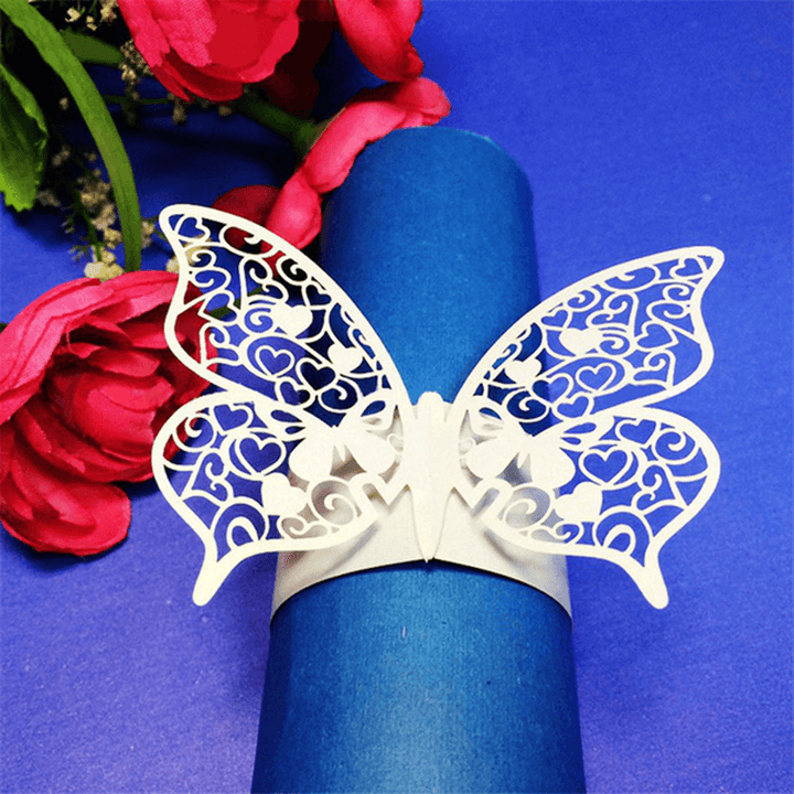 Laser Cut Butterfly Shape Napkin Rings for Dinners Lunch Tables Home Wedding Anniversray Party Decor - MRSLM