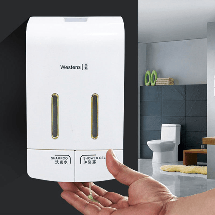 Wall Mounted Double Manual Liquid Soap Dispenser Hand Pressing Lotion Container - MRSLM