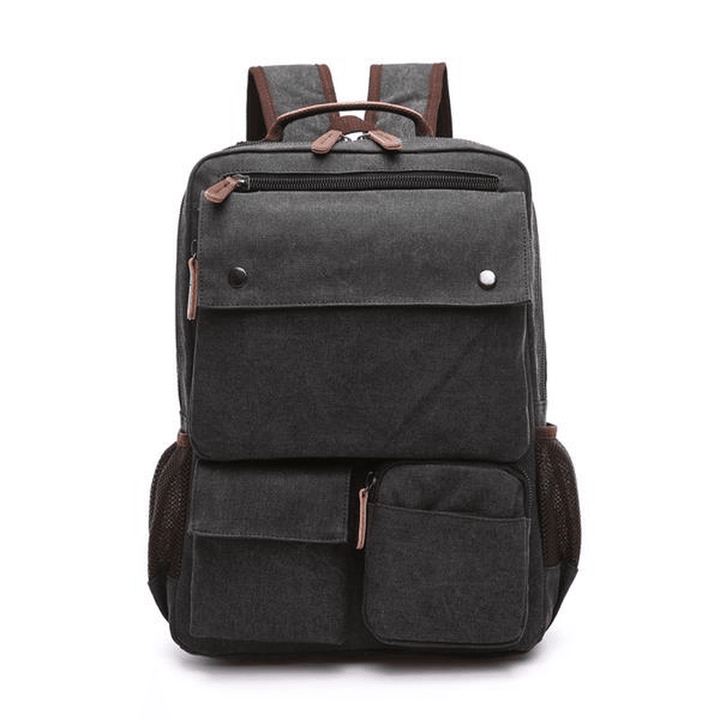 Men Canvas Big Capacity Travel Zipper Multifunctional Shoulders Bag Backpack - MRSLM