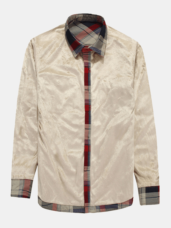 Mens Cotton Plaid Thicken Fleece Lined Shirt Jacket with Pocket - MRSLM