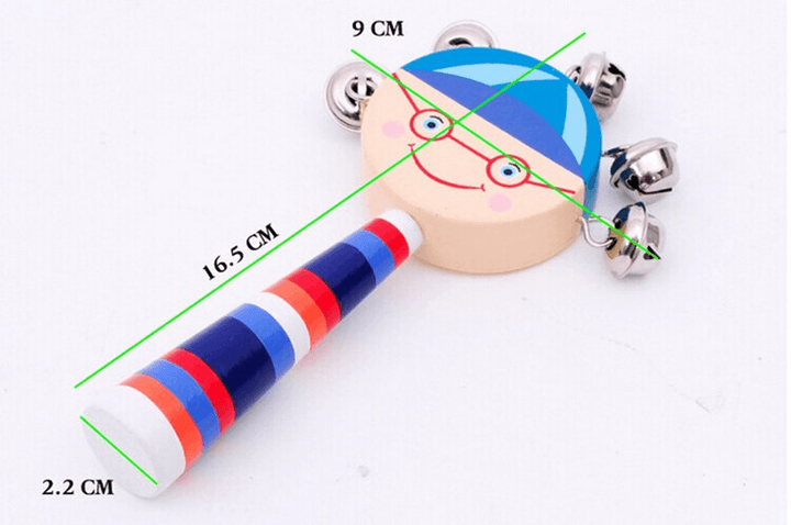 Wooden Cartoon Smiling Face Rattle Wooden Baby Rattle Bed Bell Early Education Bell - MRSLM