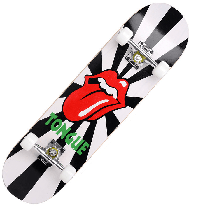 80X21Cm Double Kick Skateboard for Beginner＆Professional 3A Grade 7 Layers Maple with Non-Slip Emery Board Surface - MRSLM