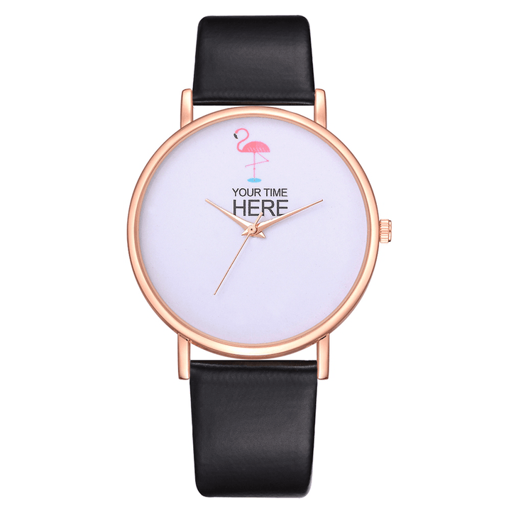 Casual Style Women Wrist Watch Rose Gold Case Leather Strap Quartz Watch - MRSLM