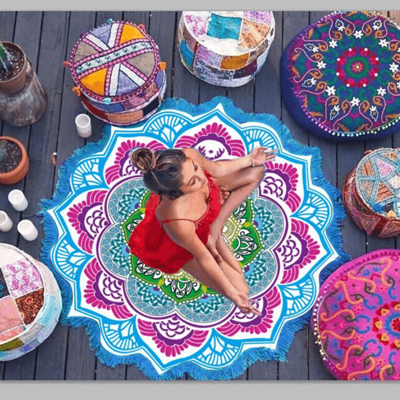 Honana WX-91 Bohemian Tapestry Totem Lotus Beach Towels Yoga Mat Camping Mattress Bikini Cover - MRSLM