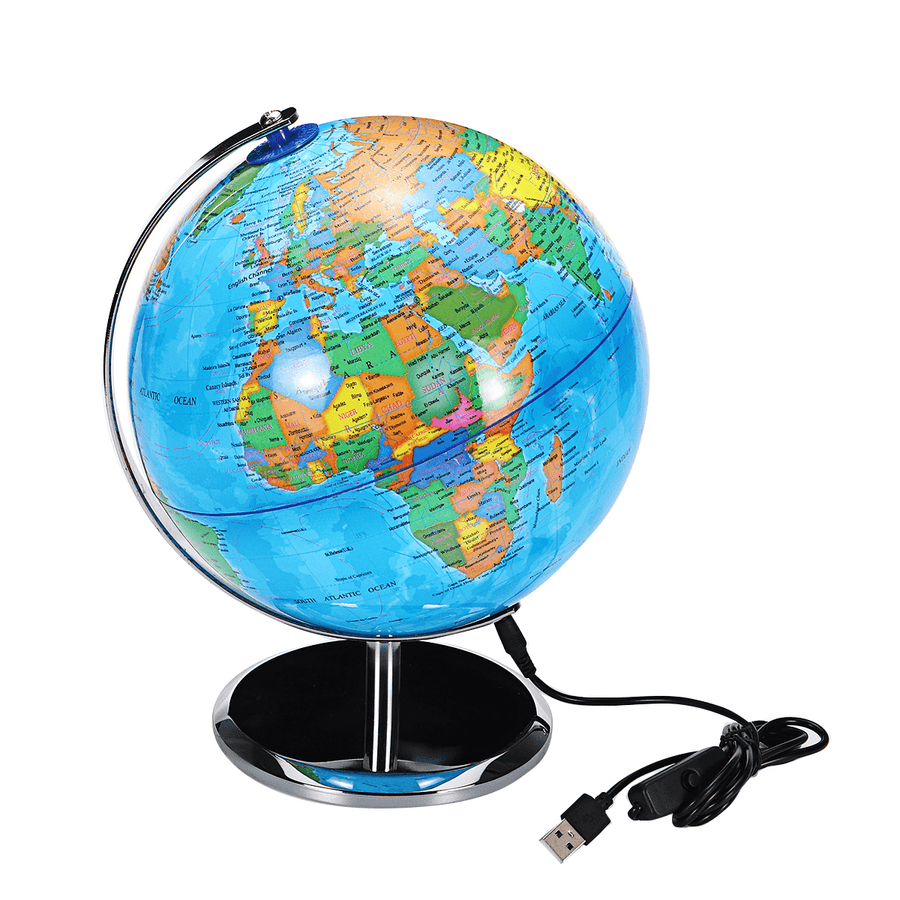 8Inch Stand Rotating World Globe Map Kids Toy School Student Educational Gift - MRSLM