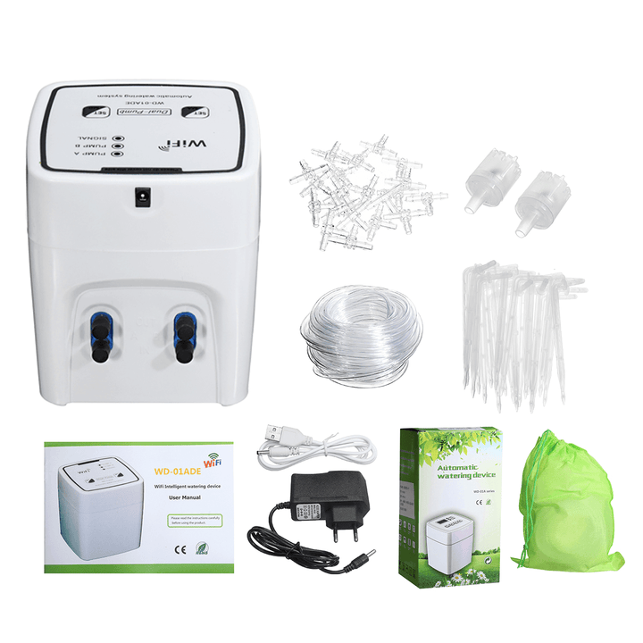 EU Plug Wifi Control Watering Device Automatic Water Drip Irrigation Watering System Kit WIFI Mobile APP Control Double Pump Garden - MRSLM