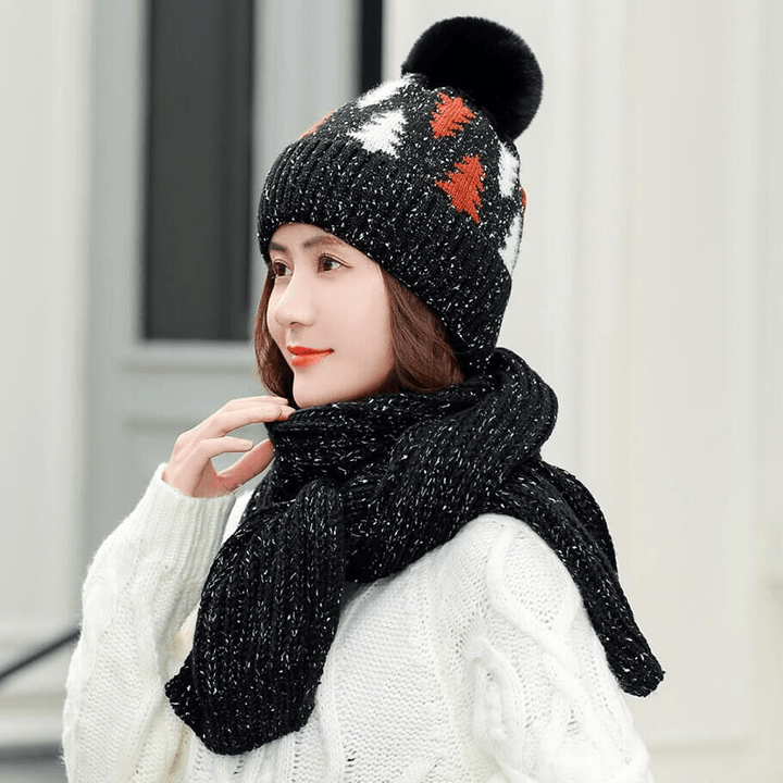 Thickening Christmas Wool Hat Wool Knit Hat Scarf Set - MRSLM