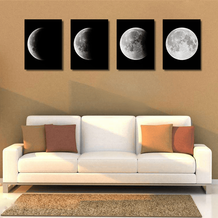 Miico Hand Painted Four Combination Decorative Paintings Gradient Moonlight Wall Art for Home Decoration - MRSLM