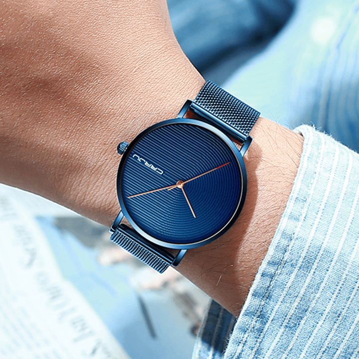 CRRJU 2164 Full Steel Strap Fashion Alloy Case Simple Blue Dial Men Watch Quartz Watch - MRSLM