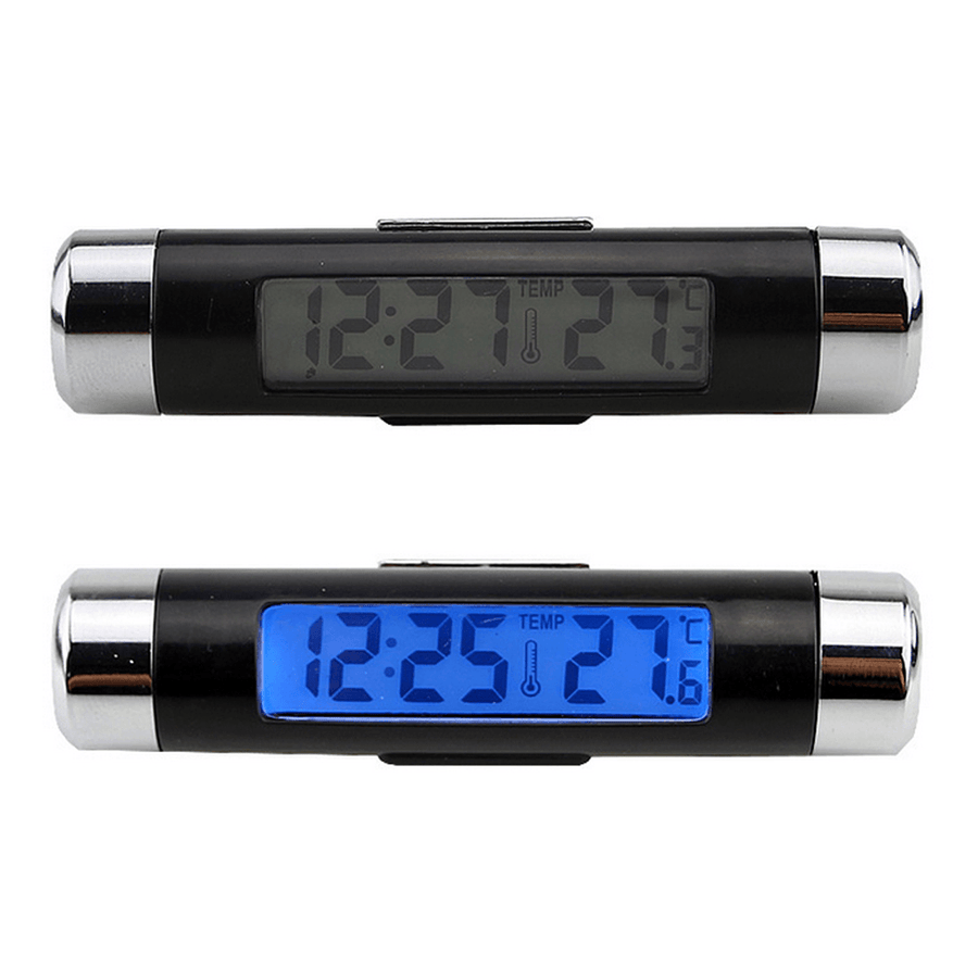 High 2 in 1 Digital LCD Display Screen Hygrometer Thermometer Car Time Clock Car Styling Blue Backlight Auto Accessories Air Vent Outlet - MRSLM