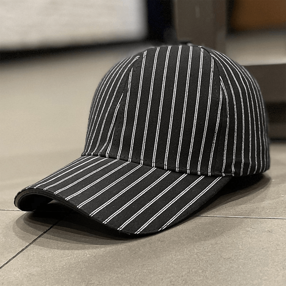 Men Striped Baseball Cap Simple Wild Sunshade Sunscreen Relaxed Adjustable Cap - MRSLM