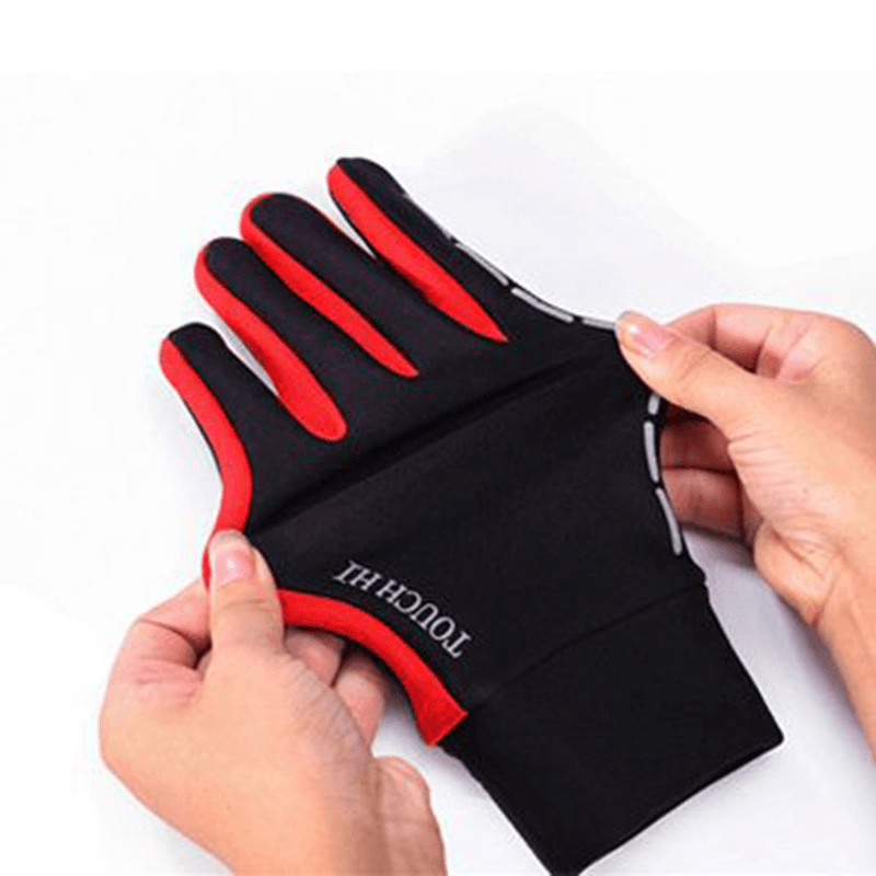 Mens Anti-Skid Fleece Outdoor Cycling Gloves Winter Warm Full Finger Windproof Mittens - MRSLM