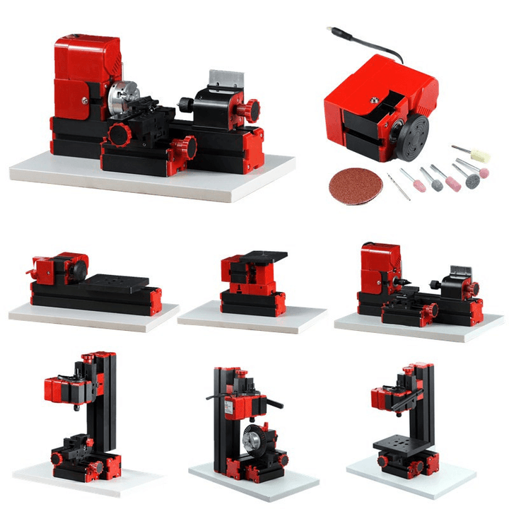 Raitool® 8 in 1 Multipurpose Wood Model Making DIY Tool Basic Lathe Milling Drilling Sanding Tools Kit - MRSLM