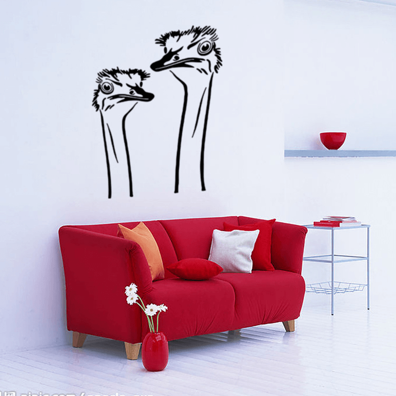 Honana a Pair of Ostrich Head DIY Wall Sticker Removable PVC Wall Decal Poster Home Wall Covering Decor Art Wallpaper Removable Wall Stickers - MRSLM