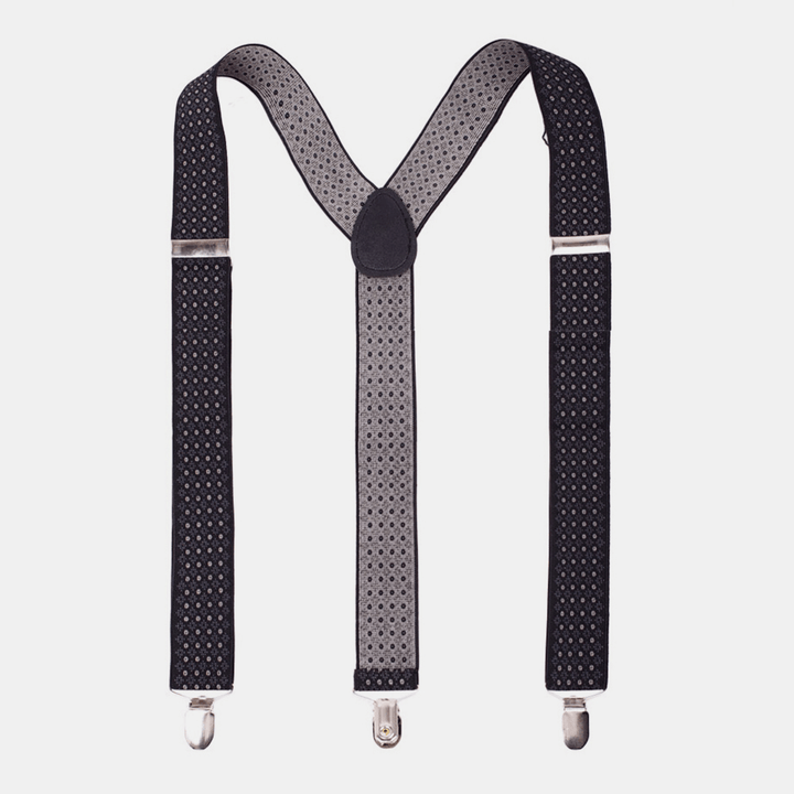 Men Geometry Pattern 3 Clip 100Cm Adjustable High Elastic Shoulder Sling Trouser Strap Suspenders Braces Belt - MRSLM