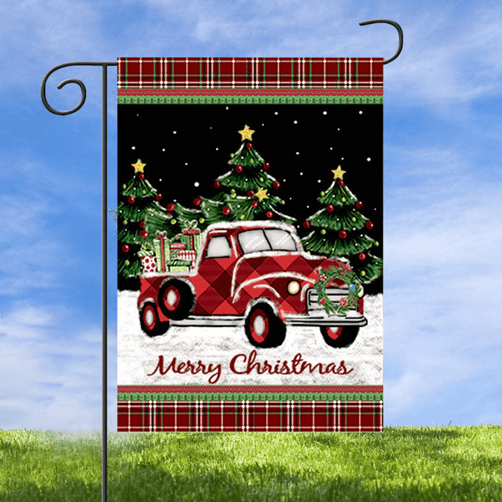 Merry Christmas Decorations Red Truck with Gifts Double Sided Winter Garden Flag - MRSLM