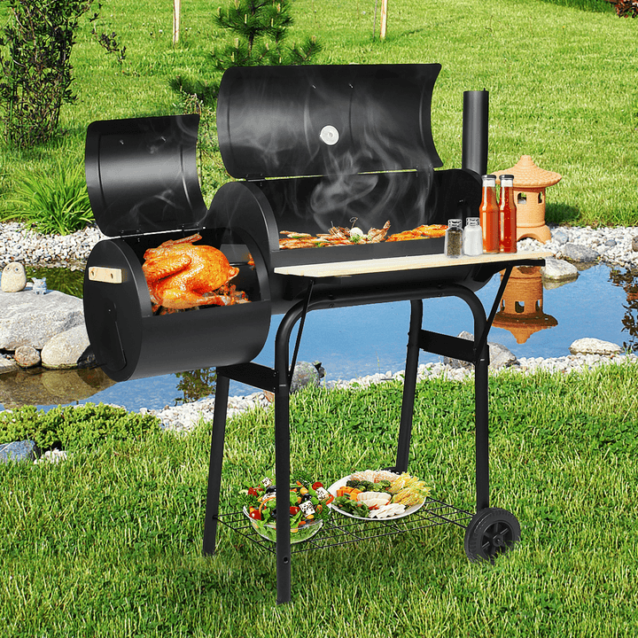 45'' Fire Pit BBQ Grill Meat Charcoal Cooker Outdoor Camping Picnic - MRSLM