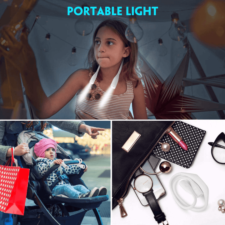 Book Light Portable Rechargeable 4 LED Reading Light with 2 Flexible Soft Silicone Arms USB Cable for Reading/Running/Walking/Outdoor Sports - MRSLM