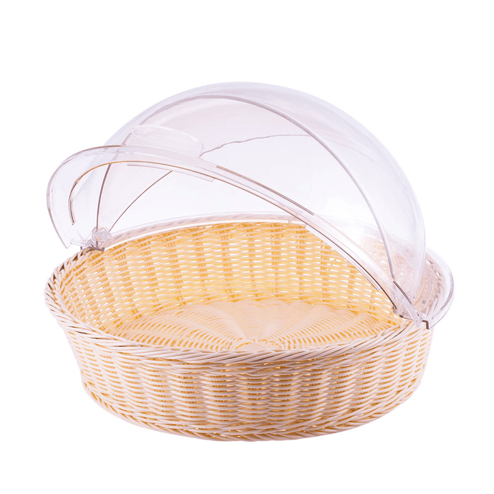 Round Home Kitchen Storage Basket Bread Fruit Cookie Display Container Holder Dome Lid for Food Storage - MRSLM