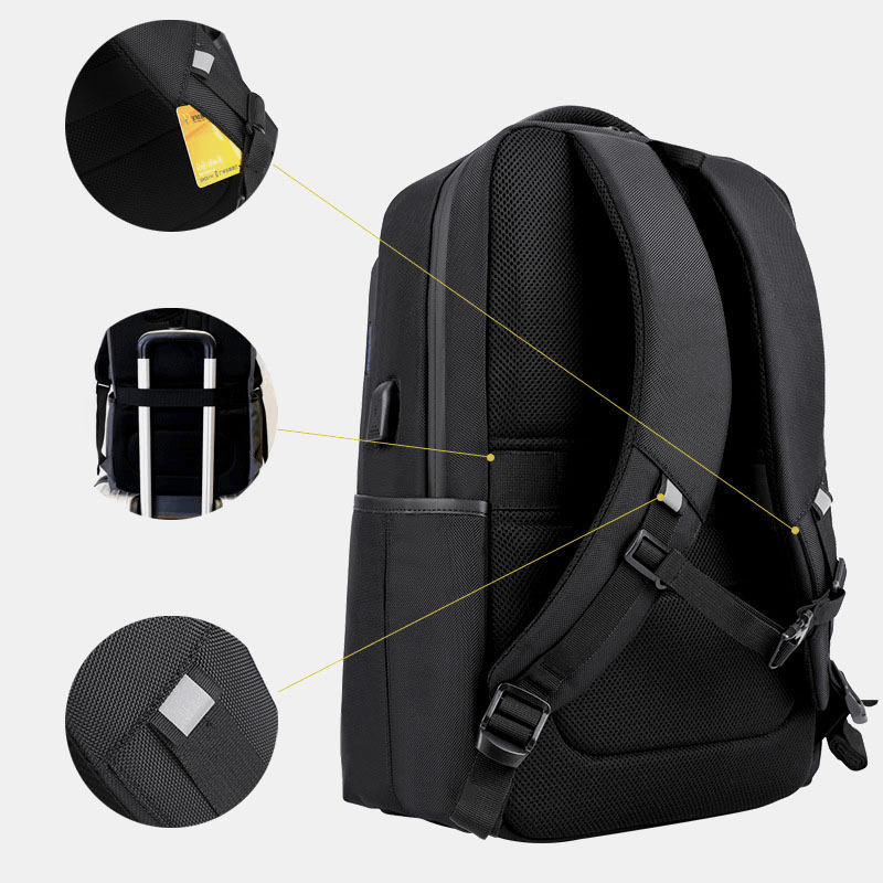 Men Large Capacity Mukti-Layer Waterproof Multifunctional Backpack Handbag with USB Charging Port - MRSLM