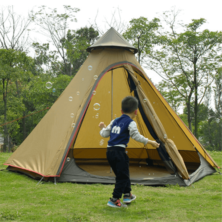 3-4 People Outdoor Camping Tent Indian Style Pyramid Family Large Canopy Sunshade - MRSLM