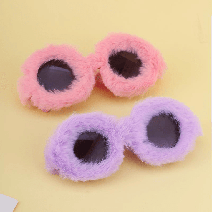 Fashion round Frame Plush Full Coverage Sunglasses for Women - MRSLM