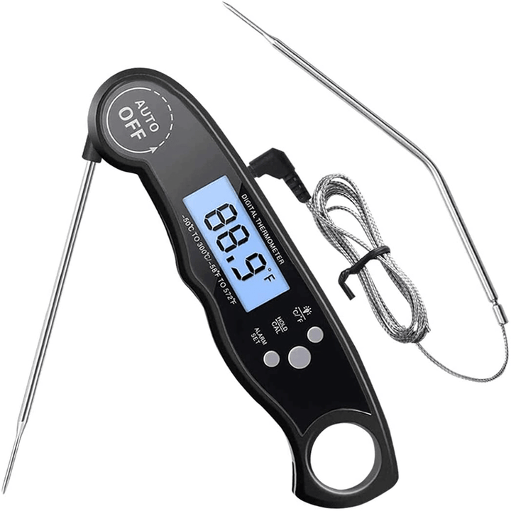 Instant Read Meat Thermometer Digital Grilling Dual Probe Thermometer with Back Light and Alarm Function for Outdoor BBQ Cooking - MRSLM