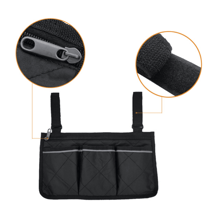 Portable Wheelchair Side Bag Multifunctional Armrest Pouch Organizer Bag Storage Bag - MRSLM