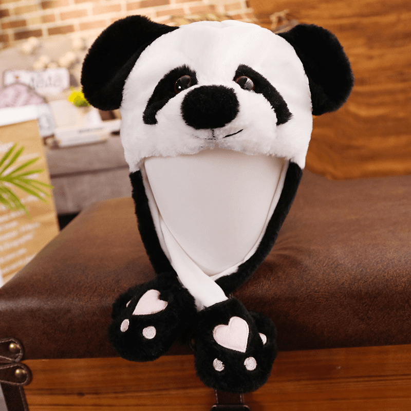 Panda Ear Hat 30CM Can Move Airbag Stuffed Plush Gift Record Video Dance Toy Neckerchief - MRSLM