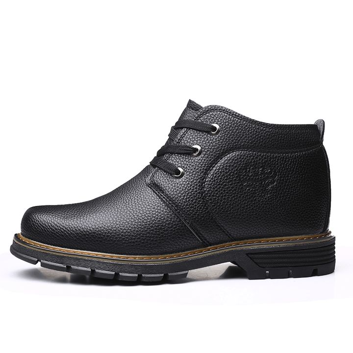 Men Comfy Microfiber Leather Warm Business Casual Winter Ankle Boots - MRSLM