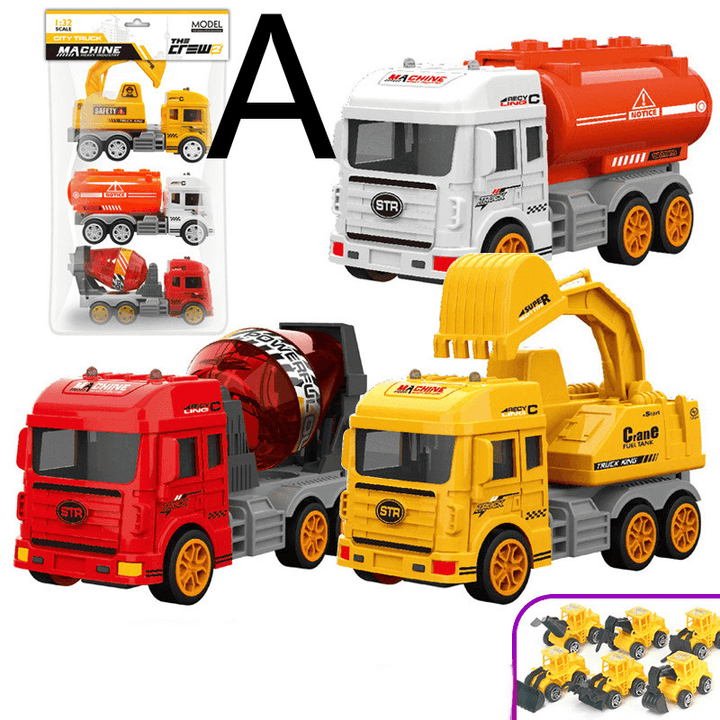 Children'S Car Toy Inertial Crane Excavator Truck Fire Truck Set - MRSLM