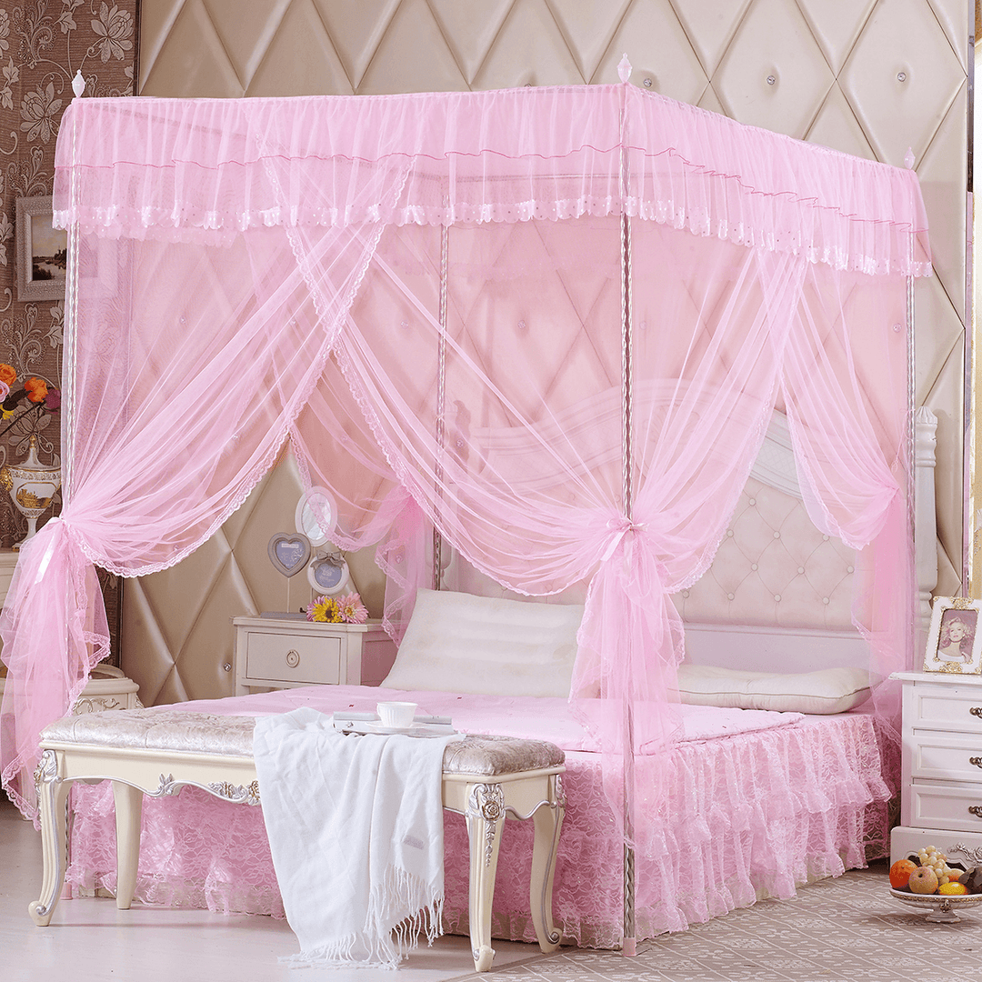 Lace Bed Netting Canopy Anti-Mosquito Net Four Corner Post Queen King Sizes for Bathroom Textile - MRSLM