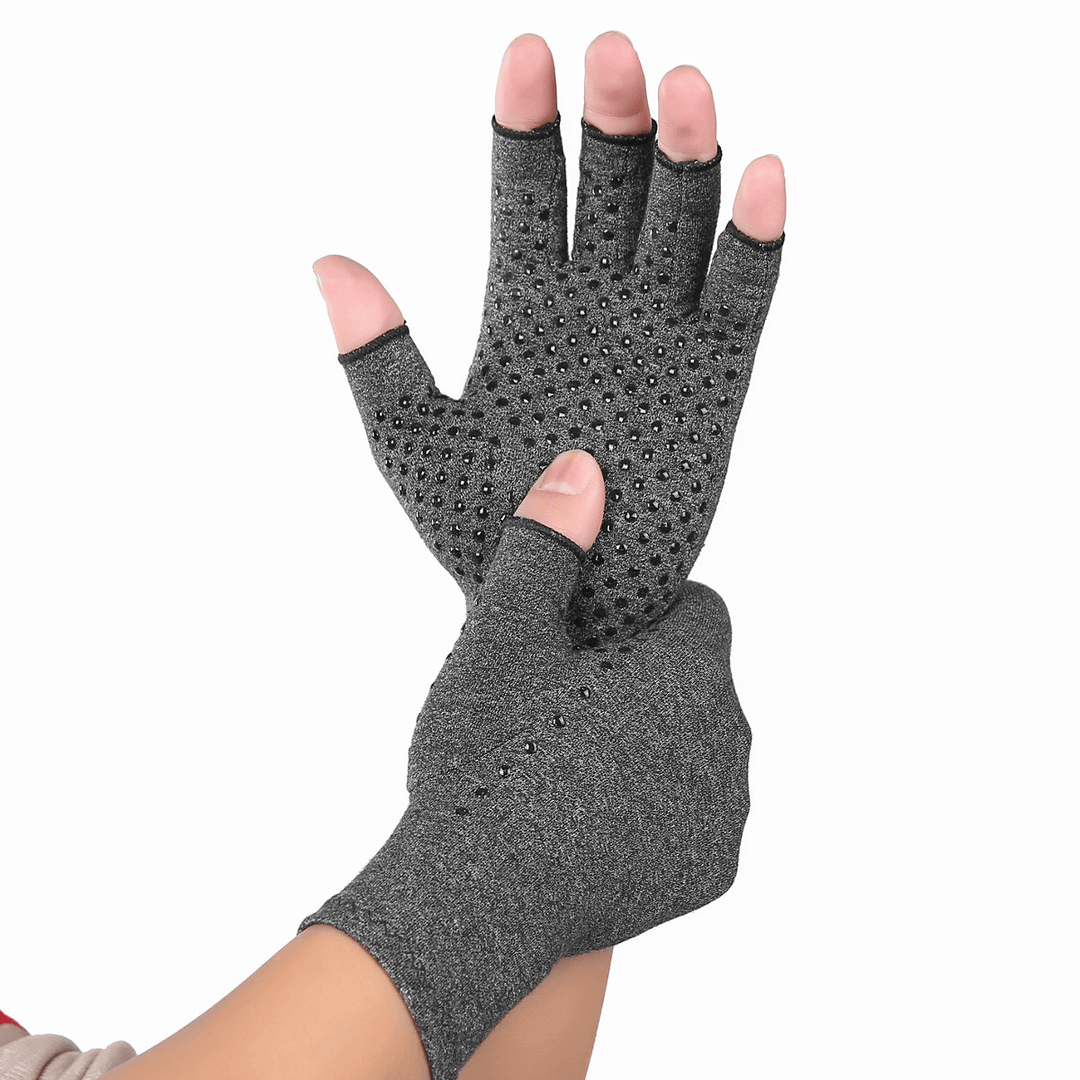 KALOAD 1 Pair Sports Anti-Skid Compression Gloves Health Care Half Finger Gloves Arthritis Pain Relief Gloves - MRSLM