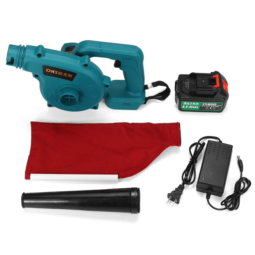 2000W Cordless Air Blower Portable Handheld Electric Power Leaf Blower W/ 1Pc Battery Non-Slip Handle Step-Less Speed Adjustment - MRSLM