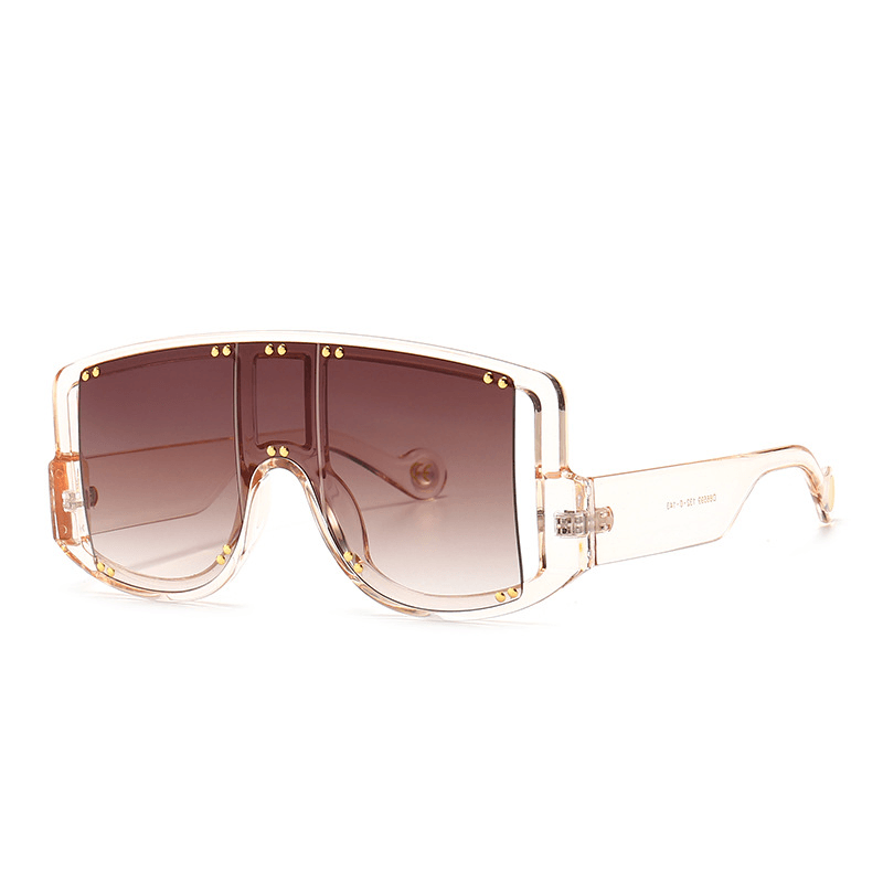 Large-Frame Mask-Shaped Wide-Leg Rivet Inlaid Sunglasses - MRSLM