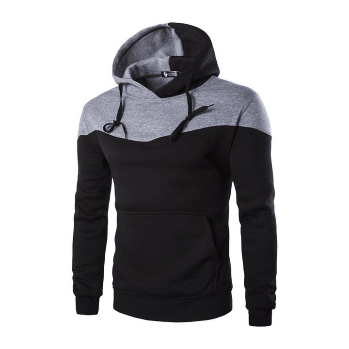 European and American Men'S Loose Color Matching Stitching Hooded Sweater Tether - MRSLM