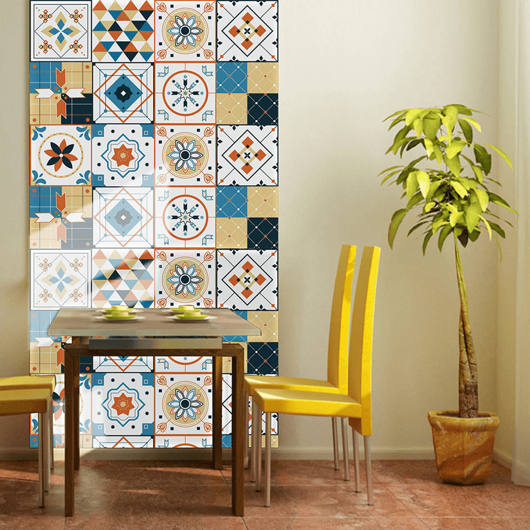 10 Pcs Morocco Tile Stickers Kitchen Bathroom Sticker Home Wall Decor Set - MRSLM