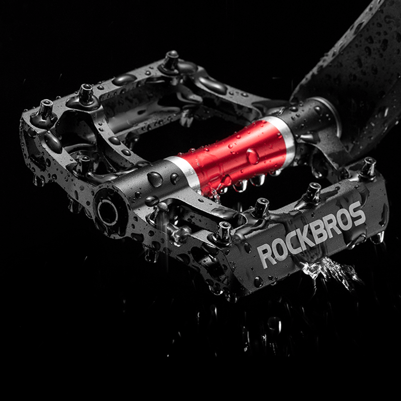 ROCKBROS MTB Pedales Bike Pedals Flat Pedals Aluminum 9/16" Non-Slip Sealed Bearing 21PCS Cleats Alloy Bicycle Platform Pedals - MRSLM