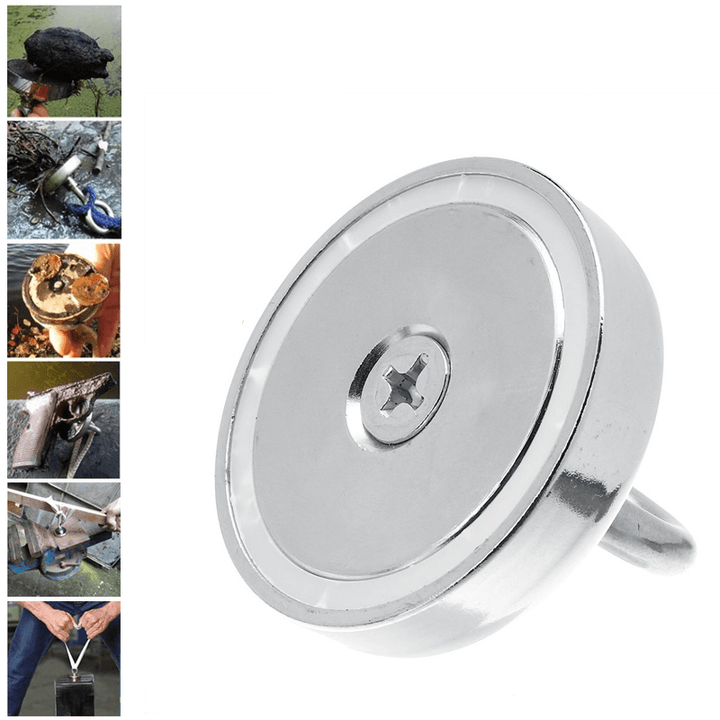 300KG D75Mm Neodymium Recovery Magnet Fishing Treasure Metal Detector with 20 Metre Rope - MRSLM