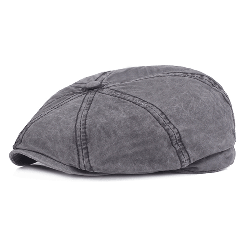 Mens Cotton Solid Sunscreen Newsboy Octagonal Hat - MRSLM